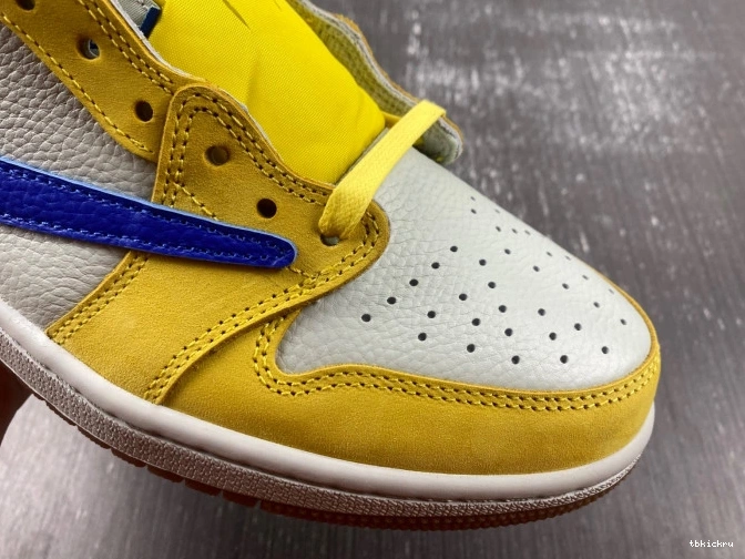 Rep TBkick DZ4137-700 Canary Low Air Jordan Scott x 1 OG Travis 0716